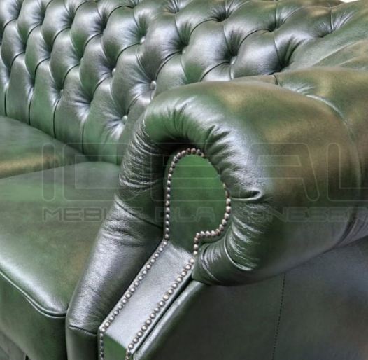 pikowana sofa chesterfield winsor naturalna skóra podłokietnik 